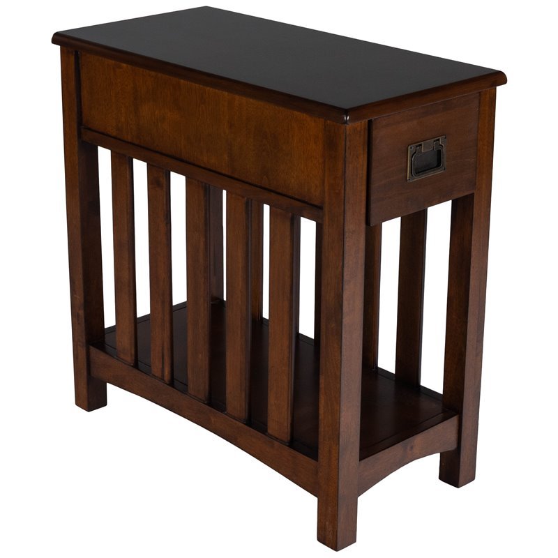 Beaumont Lane Rubberwood Brown Chairside Table Rectangular