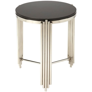Beaumont Lane Stainless Steel Black End Table Square Granite 18&quot Unassembled