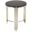 Beaumont Lane Stainless Steel Black End Table Square Granite 18