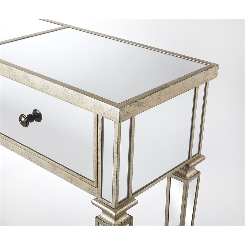 Beaumont Lane Mirror Glass Chrome Console Table Rectangular