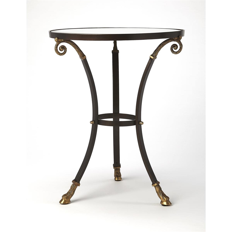 Beaumont Lane Metal Furniture Glass and Metal Accent Table in Black