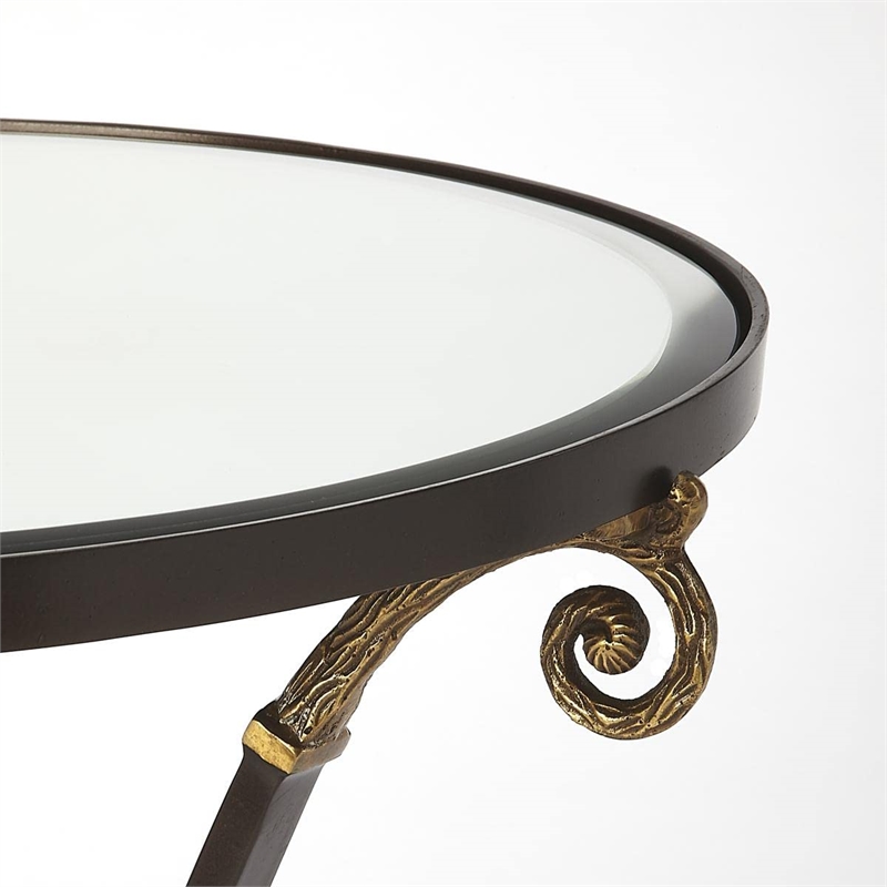 Beaumont Lane Metal Furniture Glass and Metal Accent Table in Black
