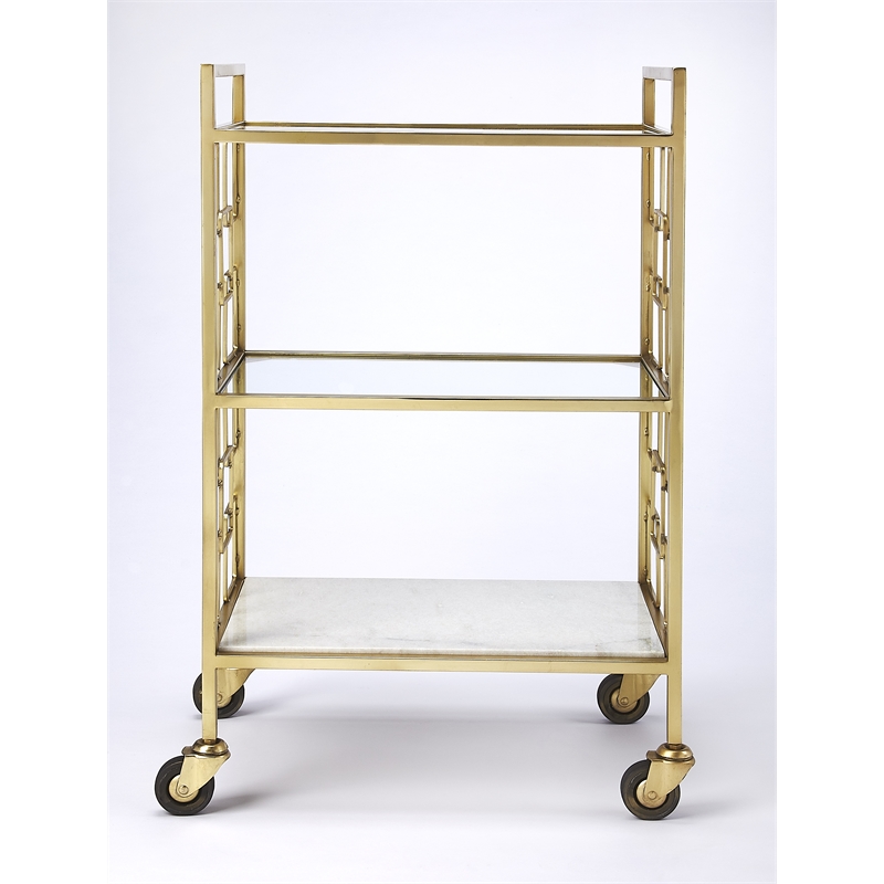 Beaumont Lane Metropolitan Living Polished Bar Cart in Gold