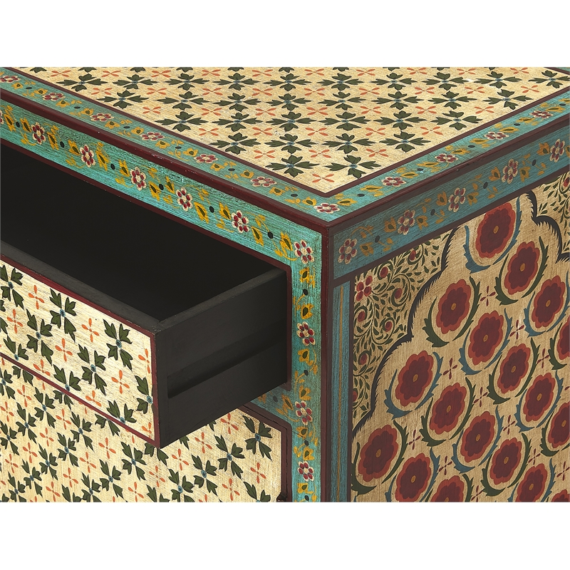 Beaumont Lane Boho Chic Hand Painted Chest in Brown