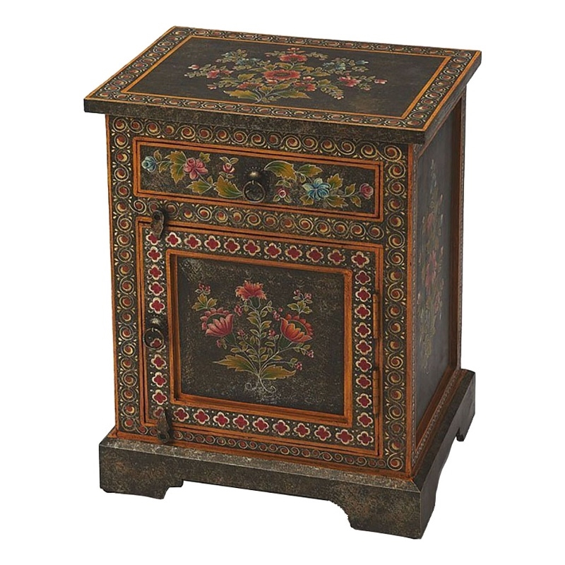 Beaumont Lane Meranti Wood Multi-Color Chest Rectangular Hand Painted 24