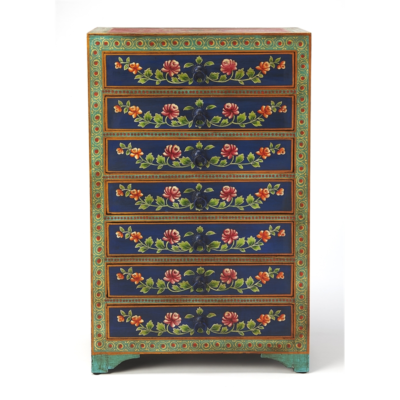 Beaumont Lane Boho Chic Hand Painted Chest in Brown
