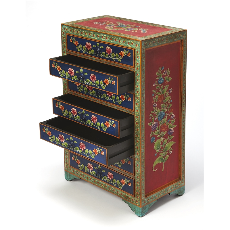 Beaumont Lane Boho Chic Hand Painted Chest in Brown