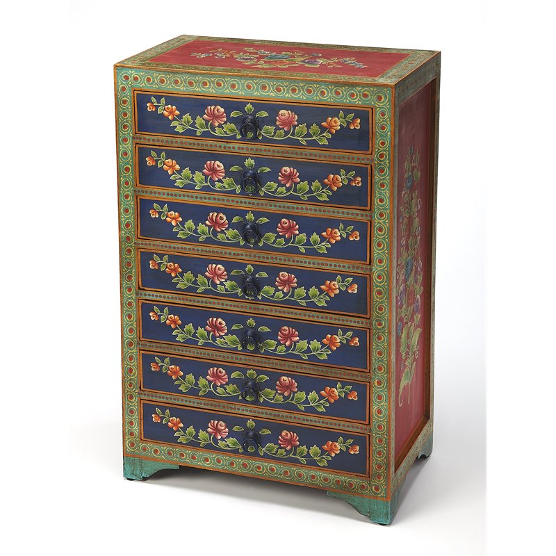 Beaumont Lane Boho Chic Hand Painted Chest in Brown