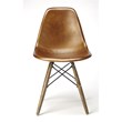 Beaumont Lane Rustic Industrial Leather Side Chair in Brown