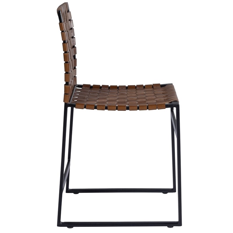 Beaumont Lane Real Leather Brown Chair