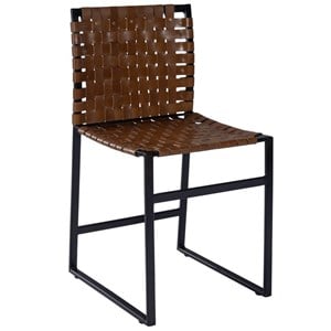 Beaumont Lane Real Leather Brown Chair