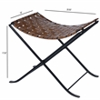 Beaumont Lane Rustic Industrial 17.5'' Transitional Metal/Leather Stool in Brown