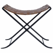 Beaumont Lane Rustic Industrial 17.5'' Transitional Metal/Leather Stool in Brown