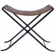 Beaumont Lane Rustic Industrial 17.5'' Transitional Metal/Leather Stool in Brown
