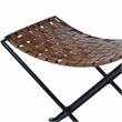Beaumont Lane Rustic Industrial 17.5'' Transitional Metal/Leather Stool in Brown