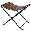 Beaumont Lane Rustic Industrial 17.5'' Transitional Metal/Leather Stool in Brown