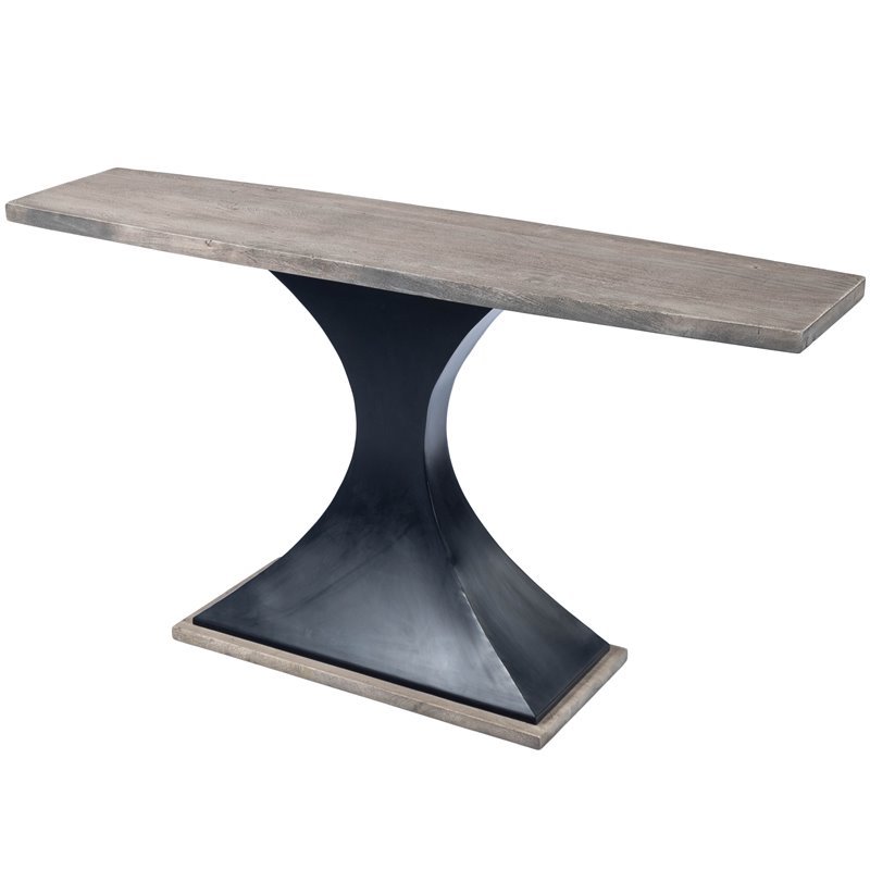Beaumont Lane Rustic Industrial Wood and Metal Console Table in Gray