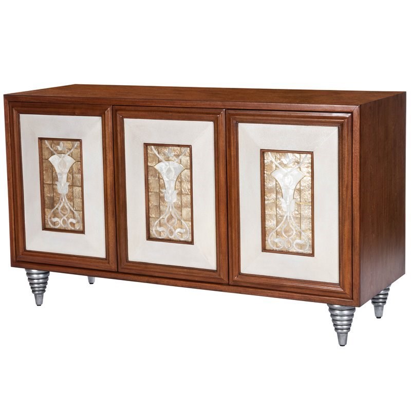 Beaumont Lane Leather Brown Sideboard Rectangular