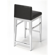 Beaumont Lane Stainless Steel Faux Leather Counter Stool in Silver