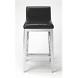 Beaumont Lane Stainless Steel Faux Leather Counter Stool in Silver