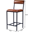 Beaumont Lane Rustic Industrial Leather and Metal Counter Stool in Brown