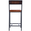 Beaumont Lane Rustic Industrial Leather and Metal Counter Stool in Brown