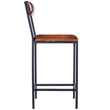 Beaumont Lane Rustic Industrial Leather and Metal Counter Stool in Brown