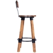 Beaumont Lane Rustic Lodge Mango Wood and Metal Bar Stool in Beige