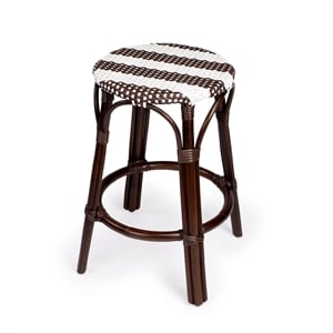 Beaumont Lane Island Living Rattan Counter Stool in Dark Brown and White