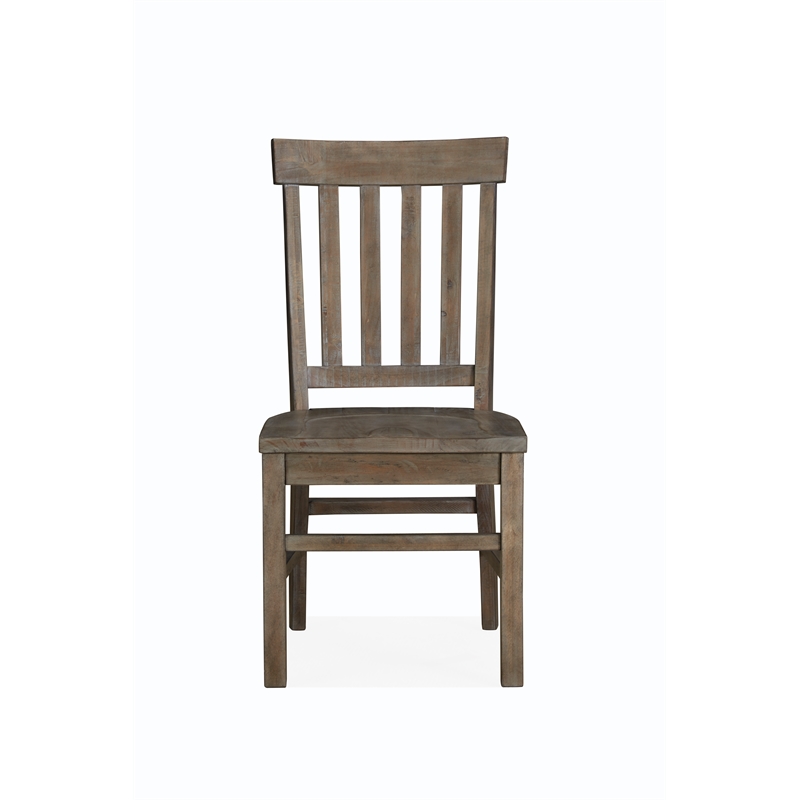 Beaumont Lane Pine Distressed Gray Dining Side Chair Rectangular Vertical Slat Back 38.5