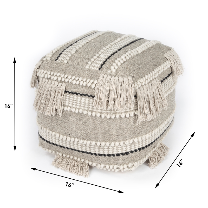 Beaumont Lane Fabric Wooven Pouffe in Gray