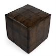 Beaumont Lane Leather Brown Ottoman Cube 18