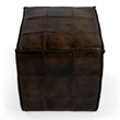 Beaumont Lane Leather Brown Ottoman Cube 18