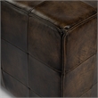 Beaumont Lane Leather Brown Ottoman Cube 18