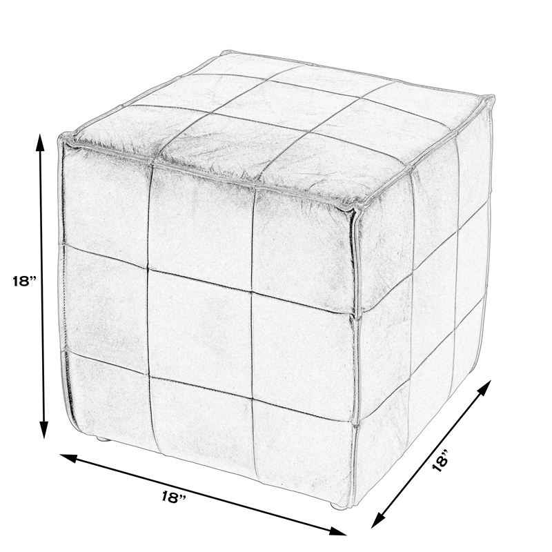 Beaumont Lane Leather Brown Ottoman Cube 18