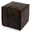Beaumont Lane Leather Brown Ottoman Cube 18