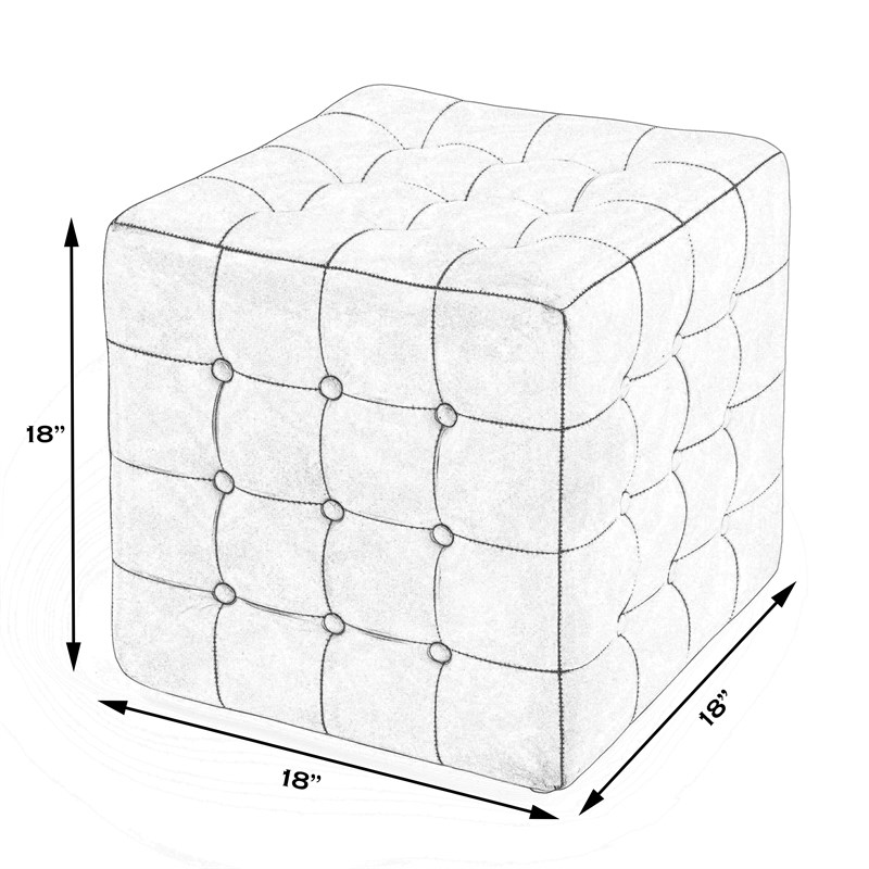 Beaumont Lane Leather Black Ottoman Cube 18