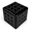 Beaumont Lane Leather Black Ottoman Cube 18