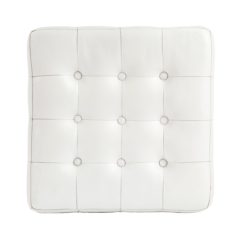Beaumont Lane White Leather Ottoman