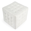 Beaumont Lane White Leather Ottoman