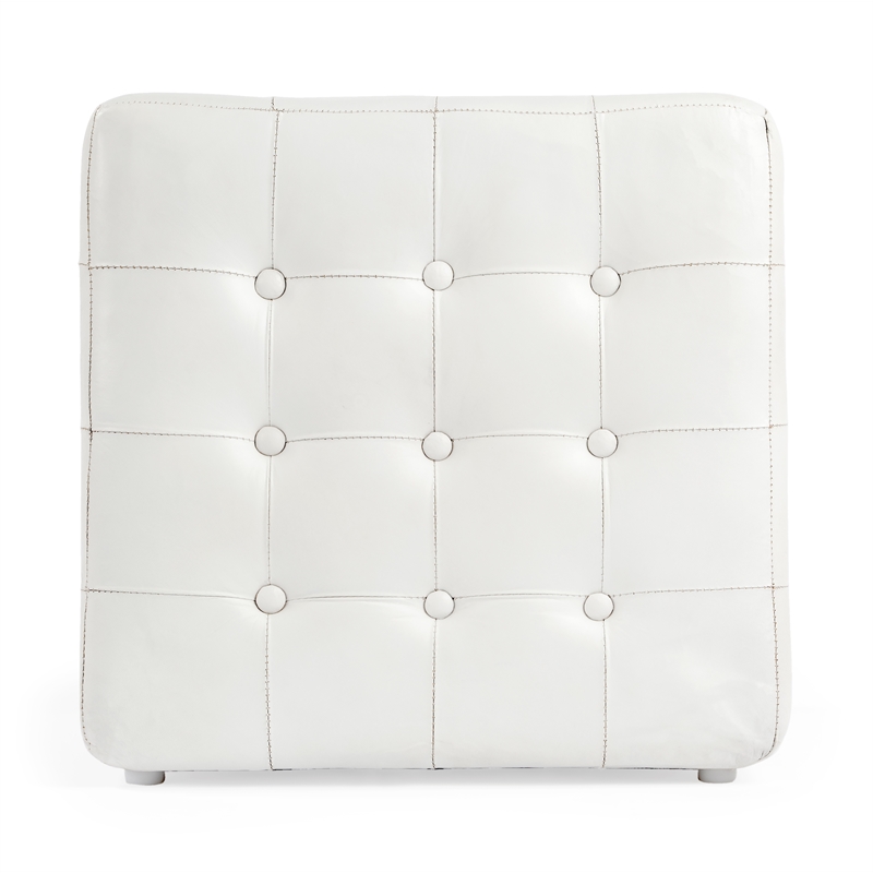 Beaumont Lane White Leather Ottoman