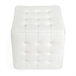 Beaumont Lane White Leather Ottoman