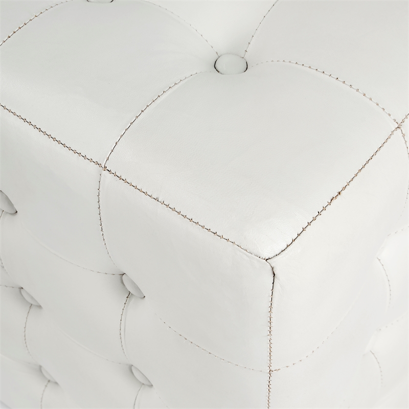 Beaumont Lane White Leather Ottoman