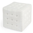 Beaumont Lane White Leather Ottoman