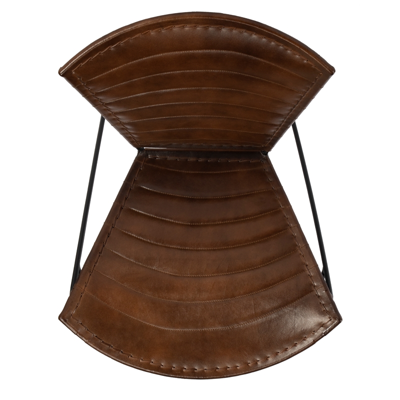 Beaumont Lane Iron & Leather Accent Chair in Borwn
