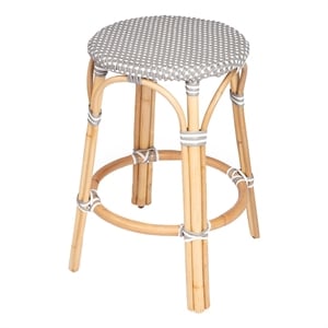 Beaumont Lane 24&quot Transitional Rattan Counter Stool in Gray/White