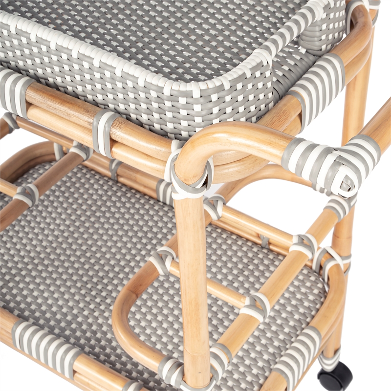 Beaumont Lane PU Rattan Multi-Color Bar Cart Rectangular 34.5