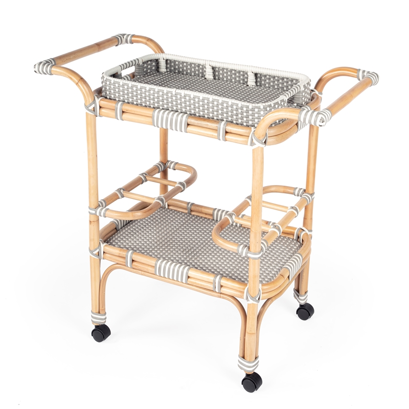 Beaumont Lane PU Rattan Multi-Color Bar Cart Rectangular 34.5
