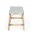 Beaumont Lane Rattan Navy Blue/White Counter Stool Rectangular Water Resistant 24.5