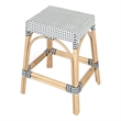 Beaumont Lane Rattan Navy Blue/White Counter Stool Rectangular Water Resistant 24.5
